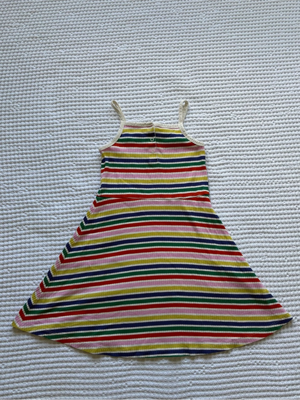 Hanna Andersson Striped Cami Fit & Flare Dress Rainbow Ribbed Size 8